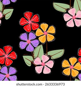 Vector - abstract flowers bouquet with leaves.