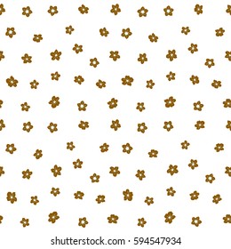 Vector abstract flowers in brown and neutral colors. Seamless pattern Vector illustration. Cute Floral pattern in the small flowers on a white background.