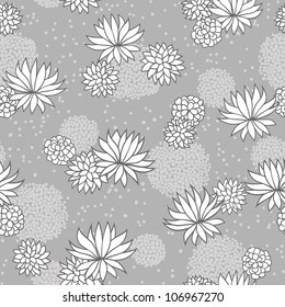 vector abstract flowers floral grey seamless background