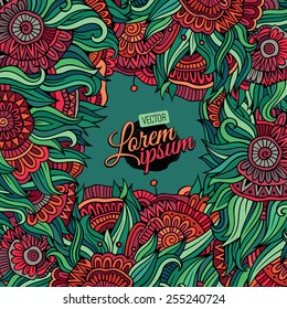 Vector abstract flowers frame for your text