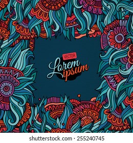 Vector abstract flowers frame for your text