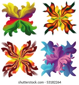 Vector abstract flowers isolated on white background