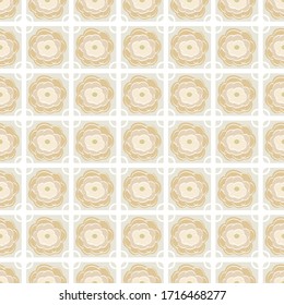 Vector Abstract Flowers in Peach Beige Gold on White Seamless Repeat Pattern. Background for textiles, cards, manufacturing, wallpapers, print, gift wrap and scrapbooking.