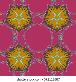 Vector abstract flowers in a trendy multicolored style. Hawaiian tropical natural floral seamless pattern.