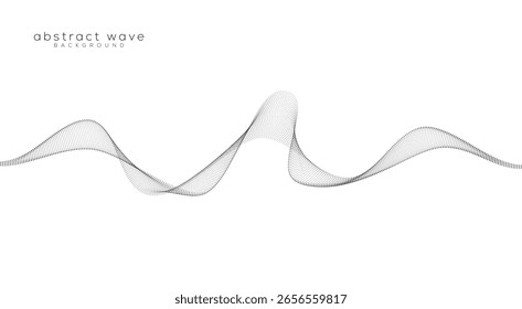 Vector abstract flowing wave dot particle halftone isolated on white background. Design element for technology, science, AI, flyer, modern concept. Futuristic technology concept	
