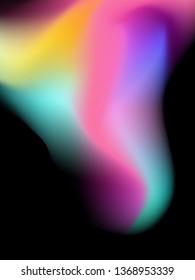 Vector abstract fluid 3d splash blur. Color gradient backgound liquid neon shape for poster and broshure. Blue and purple futuristic  design. Copy Space.