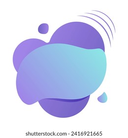 vector abstract fluid liquid elements with gradient neon colors, offer, speech bubble, blue, purple