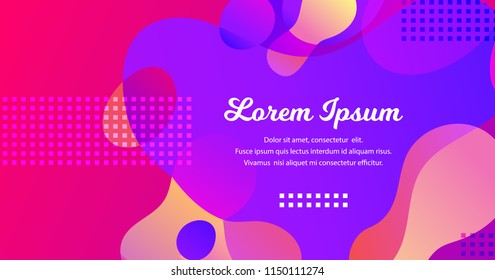 Vector abstract fluid shapes composition. Colorful trendy gradients in iridescent colors. Effect soft transition. Template of fluid organic shapes with plastic lines, forms. Liquid effect background. 