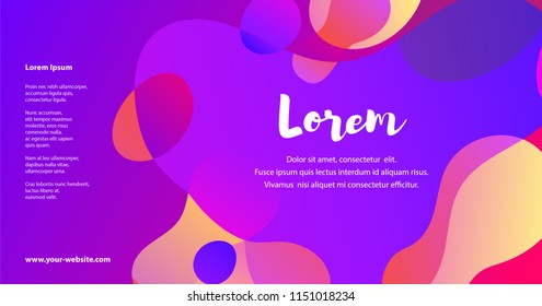 Vector abstract fluid shapes composition. Colorful trendy gradients in iridescent colors. Effect soft transition. Template of fluid organic shapes with plastic lines, forms. Liquid effect background. 