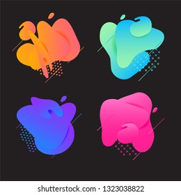 Vector abstract fluid shapes isolated on dark