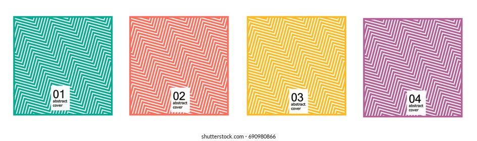 vector abstract flyer or book cover design set with zig zag pattern background and your text eps 10