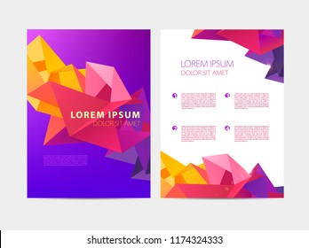 Vector abstract flyer, brochure, annual report. Faceted modern design, colorful geometric deisgn template.