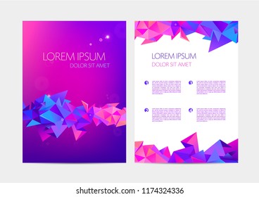 Vector abstract flyer, brochure, annual report. Faceted modern design, colorful geometric deisgn template.