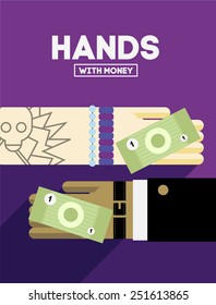 Vector Abstract Flyer Illustration with Hands and Money. For Business flyers and Promotion Invite Card