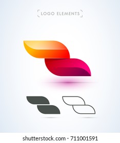 Vector abstract flying wings logo template. Material design style