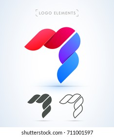 Vector abstract flying wings logo template. Material design style