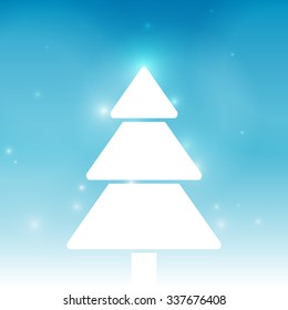 Vector : Abstract fog and christmas tree on blue background