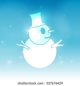 Vector : Abstract fog and snowman on blue background