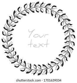 Vector abstract foliate wreath; decorative frame for greeting cards, invitations, wedding cards, posters, banners, web design.