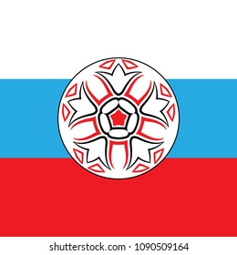 Vector Abstract Foot Ball Icon Over Russian Flag.