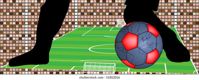Vector - Abstract football bacground with ball in the shape of the globe