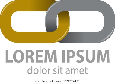 Vector abstract, form chains of gold and silver color are connected, as a symbol of unity