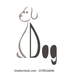 Vector abstract form of dog. Animal logo. 