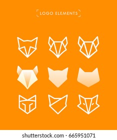 Vector abstract fox logo elements. Simple and clean style