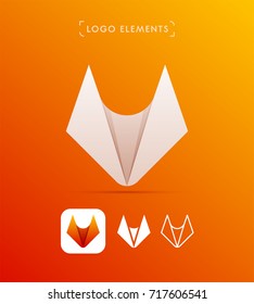 Vector abstract fox origami style logo template. Material design