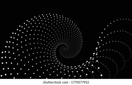 Vector abstract fractal on Back background,3D Feeling Illustration background with spiral,black and white backdrop.