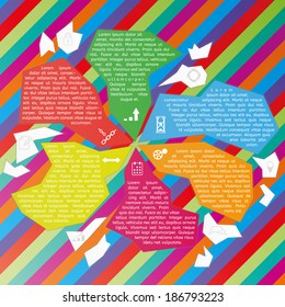 Vector abstract fragments infographic template on black background