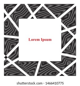 Vector abstract frame with  black moire triangles. Element for design business cards, posters, invitations, gift cards, flyers brochures, etc.