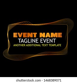 Vector, Abstract Frame or Borderline, Golden 8 Wave Line for Element Design of Certificate, Banner, Backdrop, Cover, etc at Black
