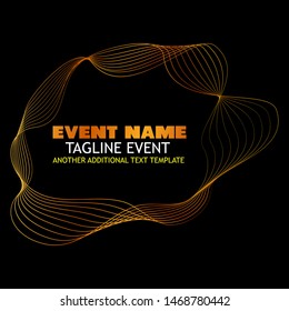 Vector, Abstract Frame or Borderline, Golden 8 Wave Line for Element Design of Certificate, Banner, Backdrop, Cover, etc at Black

