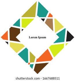 Vector abstract frame with colored triangles. Element for design business cards, posters, invitations, gift cards, flyers brochures, web, etc.