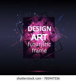  Vector abstract frame design for text Modern Art graphics for hipsters . dynamic frame stylish geometric black background with gold. element for design business cards, invita