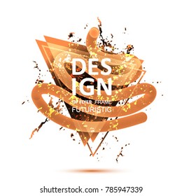  Vector abstract frame design for text Modern Art graphics for hipsters . dynamic frame stylish geometric black background with gold. element for design business cards, invita