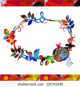 vector Ã?Â�Ã?Â²Ã?Â�Ã?Â°Ã?Â??Ã?Â�Ã?ÂµÃ?Â??Ã?Â�Ã?ÂºÃ?Â�Ã?Â¾Ã?Â�Ã?Â»Ã?Â�Ã?Â¾Ã?Â?? abstract frame with leaves  and pomegranate