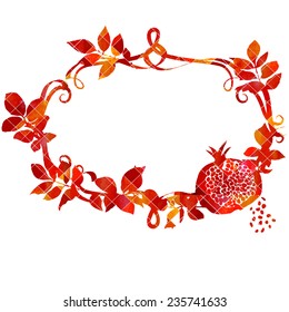 vector Ã?Â�Ã?Â²Ã?Â�Ã?Â°Ã?Â??Ã?Â�Ã?ÂµÃ?Â??Ã?Â�Ã?ÂºÃ?Â�Ã?Â¾Ã?Â�Ã?Â»Ã?Â�Ã?Â¾Ã?Â?? abstract frame with leaves  and pomegranate