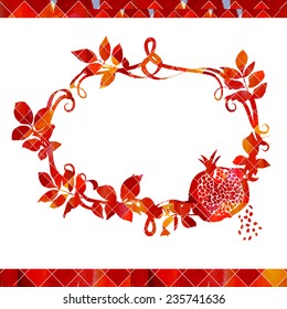 vector Ã?Â�Ã?Â²Ã?Â�Ã?Â°Ã?Â??Ã?Â�Ã?ÂµÃ?Â??Ã?Â�Ã?ÂºÃ?Â�Ã?Â¾Ã?Â�Ã?Â»Ã?Â�Ã?Â¾Ã?Â?? abstract frame with leaves  and pomegranate