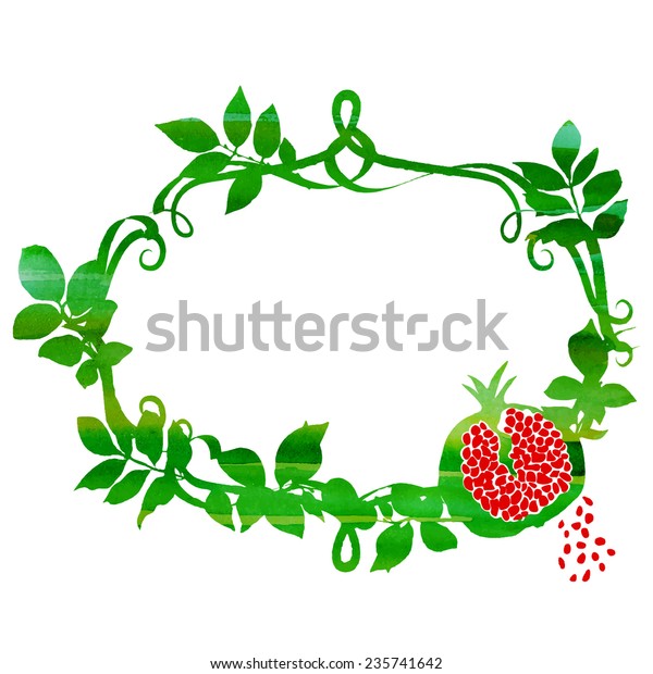 Vector Abstract Frame Leaves Pomegranate Stock Vector Royalty Free