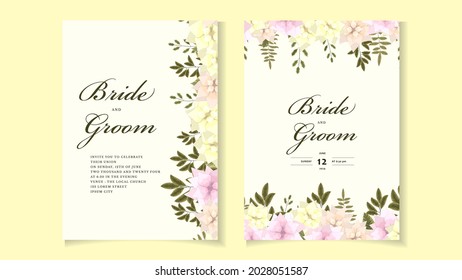 Vector abstract frame for marriage wedding invitation card template with romantic trending foliage of beautiful flowers, leaves, branches.Save the date, RSVP, thank you cards, cover design greeting