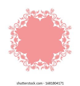 Vector abstract frame on white background. Lacy floral decorative design element.
