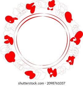 Vector abstract frame with stylized hearts and kisses for Valentine's Day or Birthday, or for a wedding.