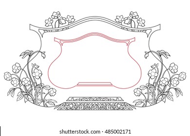 Vector abstract framework from the bound flowers and plants for decoration and design