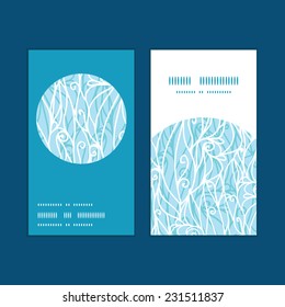 Vector abstract frost swirls texture vertical round frame pattern business cards set
