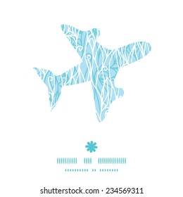 Vector abstract frost swirls texture airplane silhouette pattern frame
