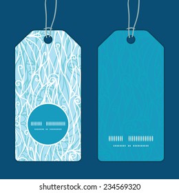 Vector abstract frost swirls texture vertical round frame pattern tags set