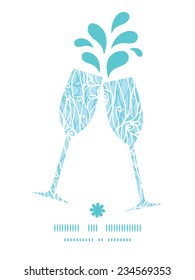 Vector abstract frost swirls texture toasting wine glasses silhouettes pattern frame