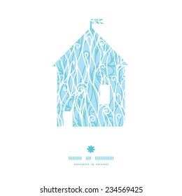 Vector abstract frost swirls texture house silhouette pattern frame